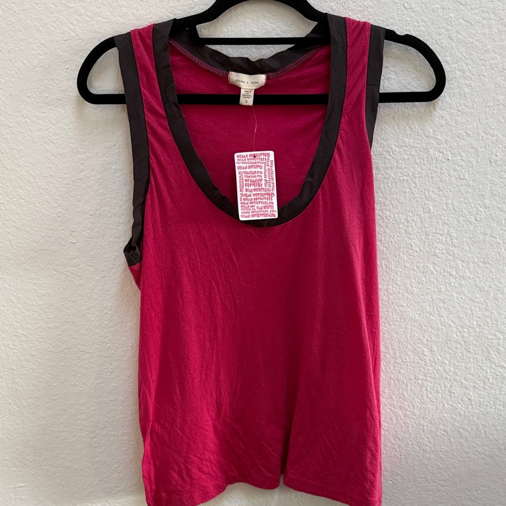 Silence + Noise Fuchsia Tank Top with Black Trim